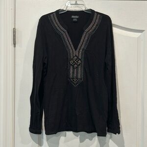 LUCKY BRAND womens casual beaded and embroidered top XL